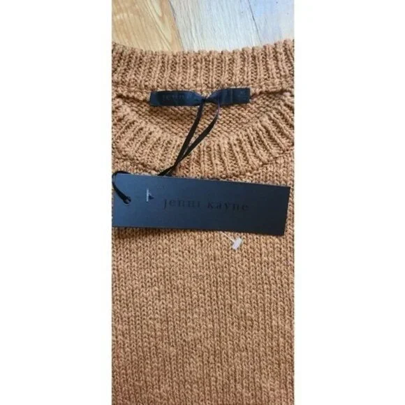 🆕️ Jenni Kayne Cruise Boyfriend Sweater Brown Chunky Linen Blend XL Mimimalist